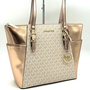 Michael Kors Large Charlotte TZ Tote Bag Rose Gold